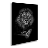 Tela Quadro Grande Decorativo Leão Luxo 120x90 Cor Preto E Branco