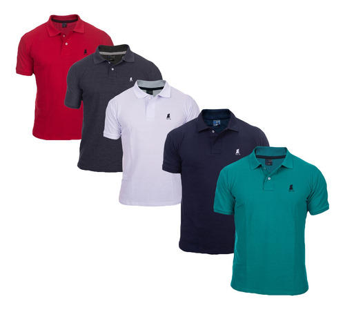 Kit 05 Camisas Camisetas Gola Polo Masculina