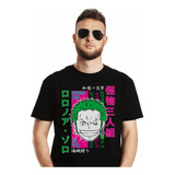 Polera One Piece Roronoa Zoro Stencil Color Anime Impresión