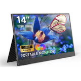 Monitor Portátil De 14 Pulgadas, Pantalla De Computadora Fhd Color Negro