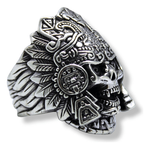 Anillo Mictlantecuhtli Dios Muerte Plata 925 Maciza Hombre