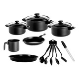 Set Olla 12 Pz Pizzera Asadera Jarro Utensilios Teflon Bz3