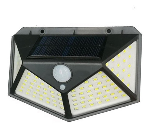 Luminária Solar Parede 100 Led Sensor Presença 3 Funções Cor Preto