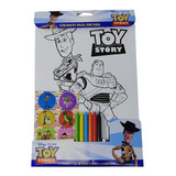 Conjunto Pintura Giz De Cera Adesivos Personagens Disney Cor Toy Story