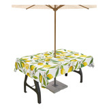 Onehoney Summer Lemon Rectangle Outdoor Tablecloth With Umbr