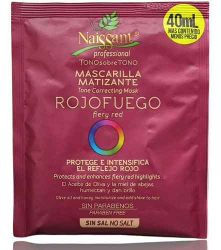 Matizante Mascarilla Rojo Fuego X40ml Na - mL a $98