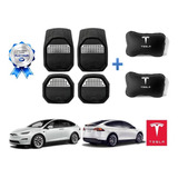 Tapetes Carbon 3d + Par Cojines Tesla Model X 2017 A 2022