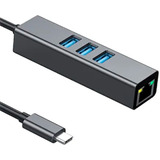 Hub Multipuerto Otg Tipo C 3 Puertos Usb 1  Ethernet Rj45