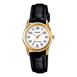 Relógio Casio Feminino Dourado Preto Ltp-v001gl-7budf