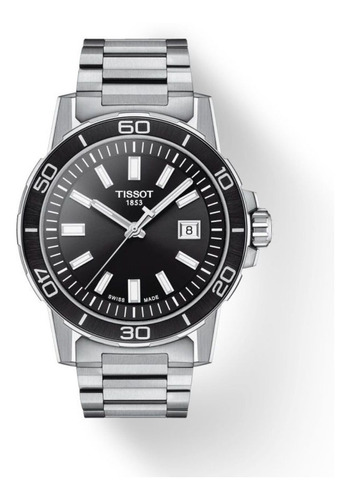 Reloj Tissot Supersport Gent Para Hombre De Acero Plateado Color Del Bisel Negro Color Del Fondo Negro