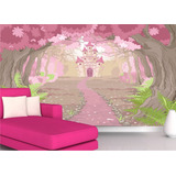 Papel De Parede Adesivo Menina Infantil 3,56x2,75m Rosa M35