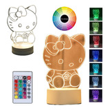 Lámpara Acrílico 3d Luz De Colores Nocturna Hello Kitty