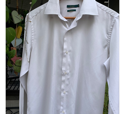 Camisa Brooksfield Slim Fit Branca 100% Algodão - Tamanho 39