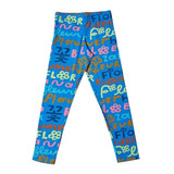 Calça Legging Kukka Azul Estampa Letras Bebe Menina Fábula