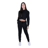 Conjunto Feminino De Frio Cropped E Calça Jogger De Moletom