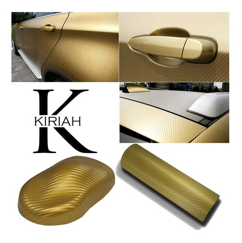 Vinilo Fibra Carbono Dorado 50x50cm Ploteos Notebook Kiriah