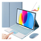 Funda C/teclado Mouse Lápiz Para iPad 10ª Gen.10.9'' Azul