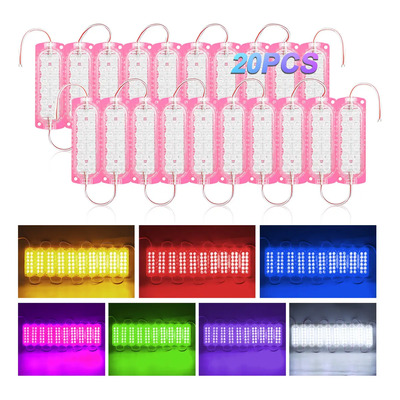 Hutiirich® 20 Módulos Led Tiras De Luces Reforzado Ip65 Varios Colores Violeta 12 V 2.4w Ip65 Resistente Al Agua Y Al Polvo 100 X 30 Mm Disponible En Varios Colores Tipo 2835