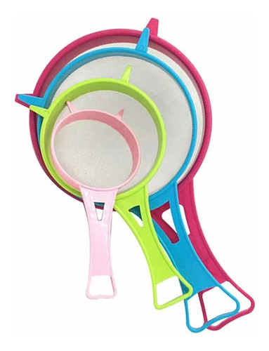 Set X5 Coladores Cocina Repostería Malla Fina Plástico  