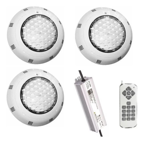 Foco Led Rgb 18w Piscina + Control Remoto + Fuente 12v X3