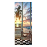 Adesivo De Porta 3d Seaside Guardrail, Mural De Parede Remov