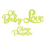 Lettering Oh Baby + Love + Chá De Panela Mdf Dourado