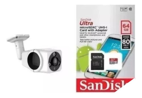 Combo Camara Vr Ip Exterior 360 + Memoria Sd Sandisk 64g