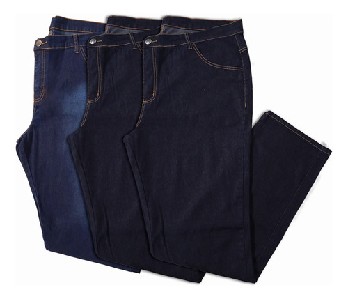 Kit 3 Calças Jeans Plus Size Masculinas Tradicionais Almix
