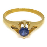 Anillo Solitario Cintillo Con Zafiro Oro 18k T:27 