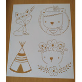 Stencil Animales Nórdico Infantil Inf810 50x60 Noreste Ideas