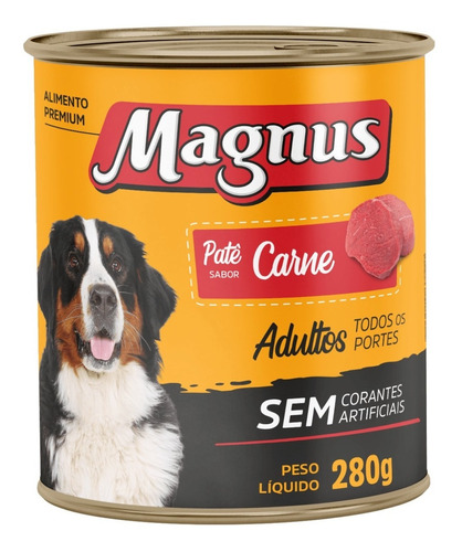 Lata Magnus Pate Sabor Carne Cães Adultos Alimento Úmido