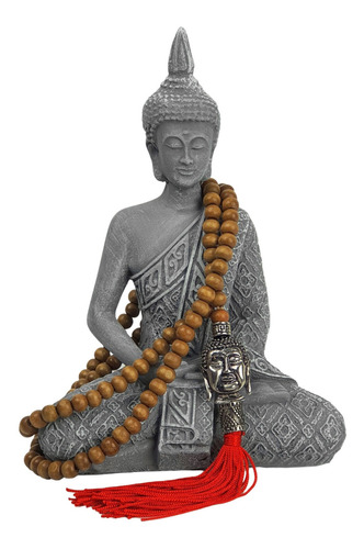 Kit Japamala Com Buda Hindu Tibetano Estatueta 20cm Resina