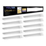 Kit 10 Luminaria Led Sobrepor Linear 18w 6500k Bivolt 60cm