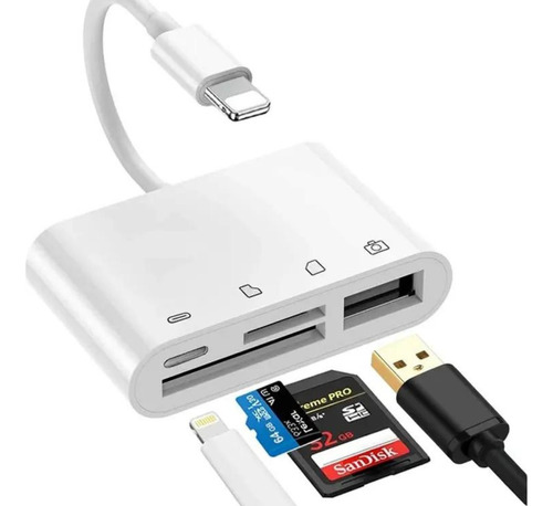 Adaptador Lector Tarjeta Memoria Microsd Sd 4en1 128 iPhone