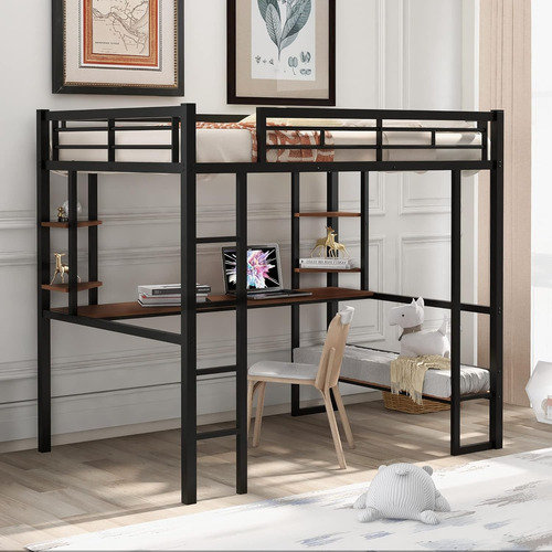 Base De Cama Loft Matrimonial Negra Harper & Bright