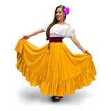 Falda Folklorica Medio Vuelo Medio Circular Danza