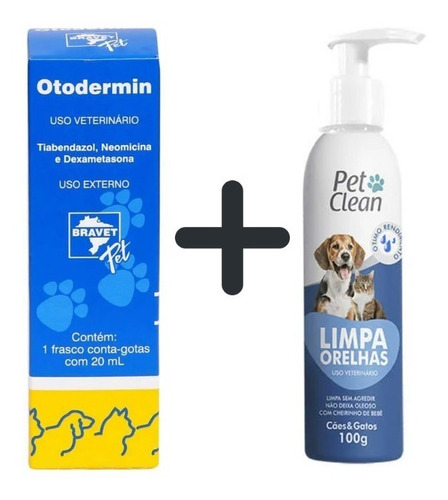 Kit Higiene Orelha Ouvido: Otodermin + Limpador Pet Clean