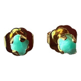 Aretes Murralla De Esmeralda Colombiana Bronce Baño Oro 24k 