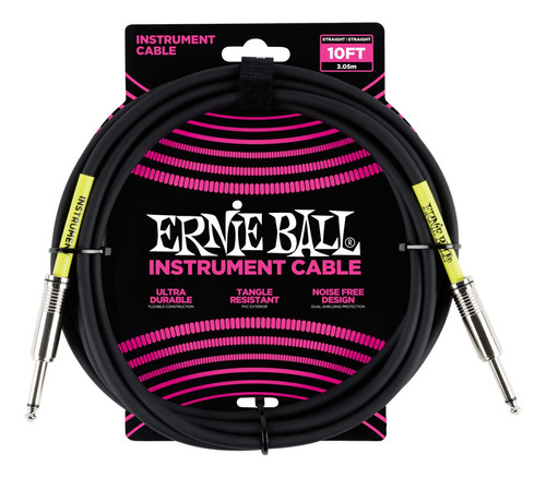 Ernie Ball Cable Para Instrumento P06048 3 Mts Negro