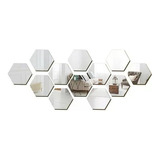 Packx12 Vinilo Espejo Pared Adhesivo Hexagonal Decorativo 