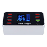 Cargador Inteligente 8 Puertos Usb 3.0 Tipo C Pantalla Led 