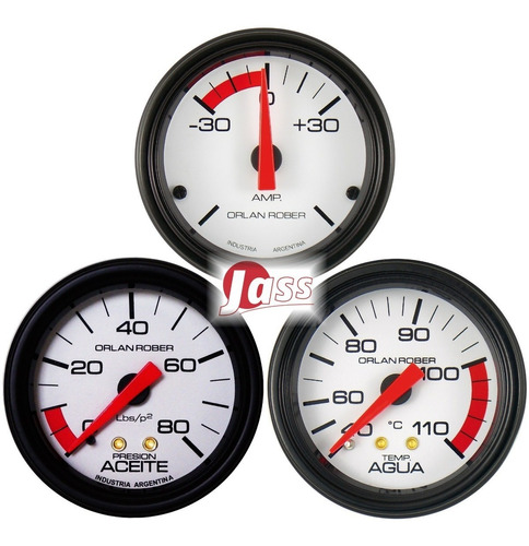 3 Relojes Orlan Rober 52mm Classic Temperatura Agua Aceite Amperimetro
