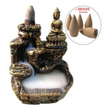 Incensário Cascata Buda Reverenciando 12cm + Brinde