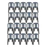 Kit 20 Cadeiras Plásticas Preta S/braço Para Eventos
