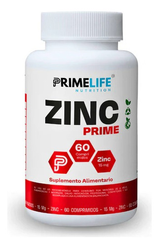 Zinc Prime 15 Mg 60 Cápsulas  Primelife Sabor Sin Sabor