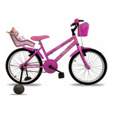 Bicicleta Infantil Feminina Rosa Aro 20 Cadeirinha + Boneca