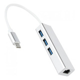 Adaptador Hub 3 Puertos Usb Hub Type C Ethernet Rj45 Usb 3.0