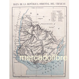 Antiguo Mapa 1884 Uruguay Telegrafo Ferrocarril Plano Carta