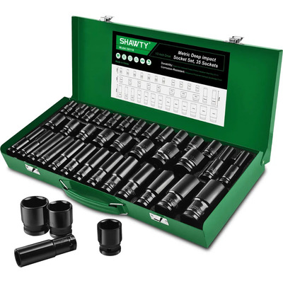 SHAWTY® Juego De Dados De Impacto De 1\u002F2 Pulgadas 35 Pieza Llaves de Vaso de Impacto de Aire de 12.5mm Vaso neumáticas de Acero al Cromo vanadio de, Kit de Herramientas de Reparación de Automóviles | Envío gratis
