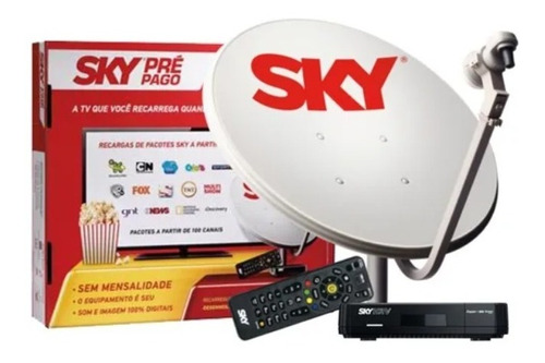 Kit Hd Sky Pré Pago Conforto 36 Meses Com Ponto Adicional